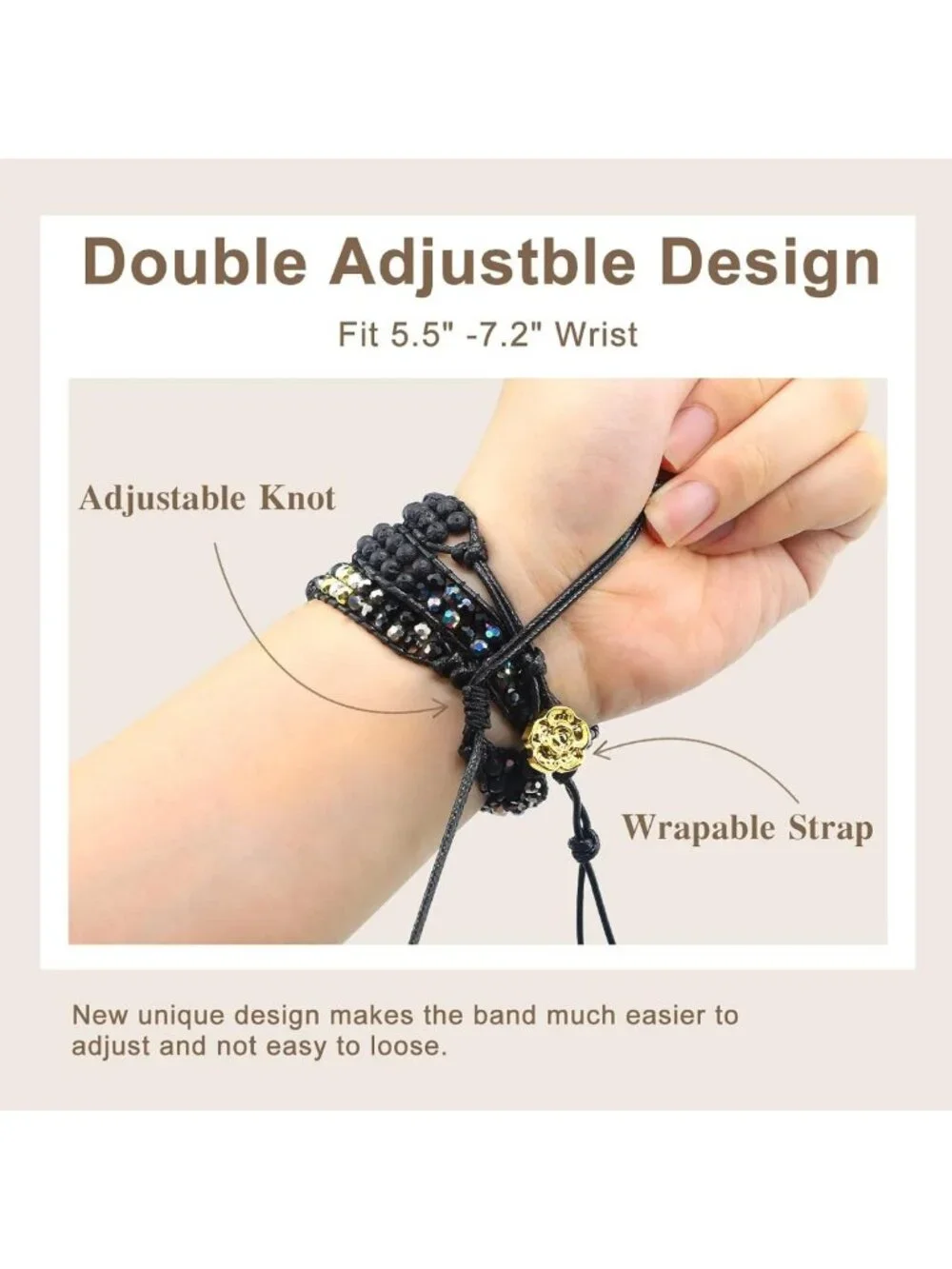 Boho Adjustable Beaded Bracelet for Apple Watch - Volcanic Rock Stone Strap